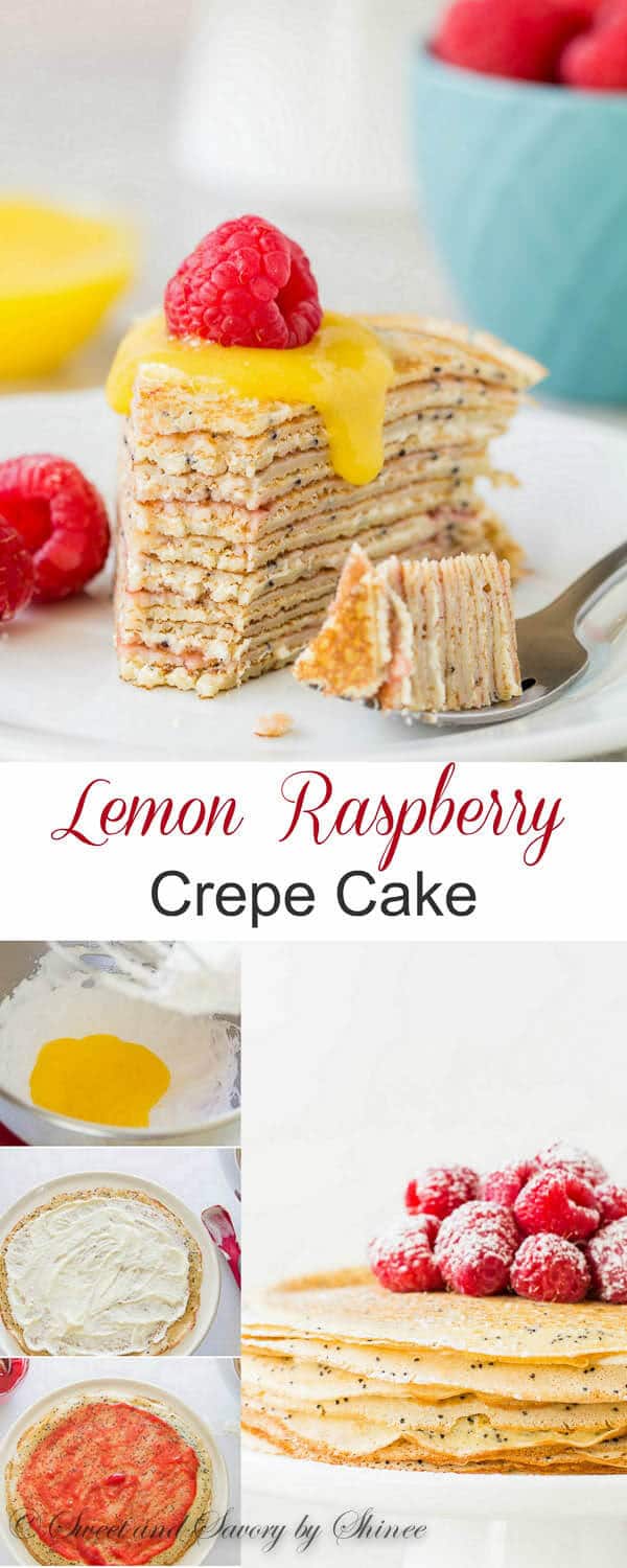 Lemon Raspberry Crepe Cake ~Sweet & Savory by Shinee