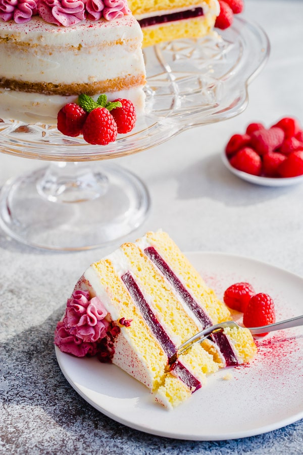 Raspberry Layer Cake with Cream Cheese Frosting ~Sweet & Savory