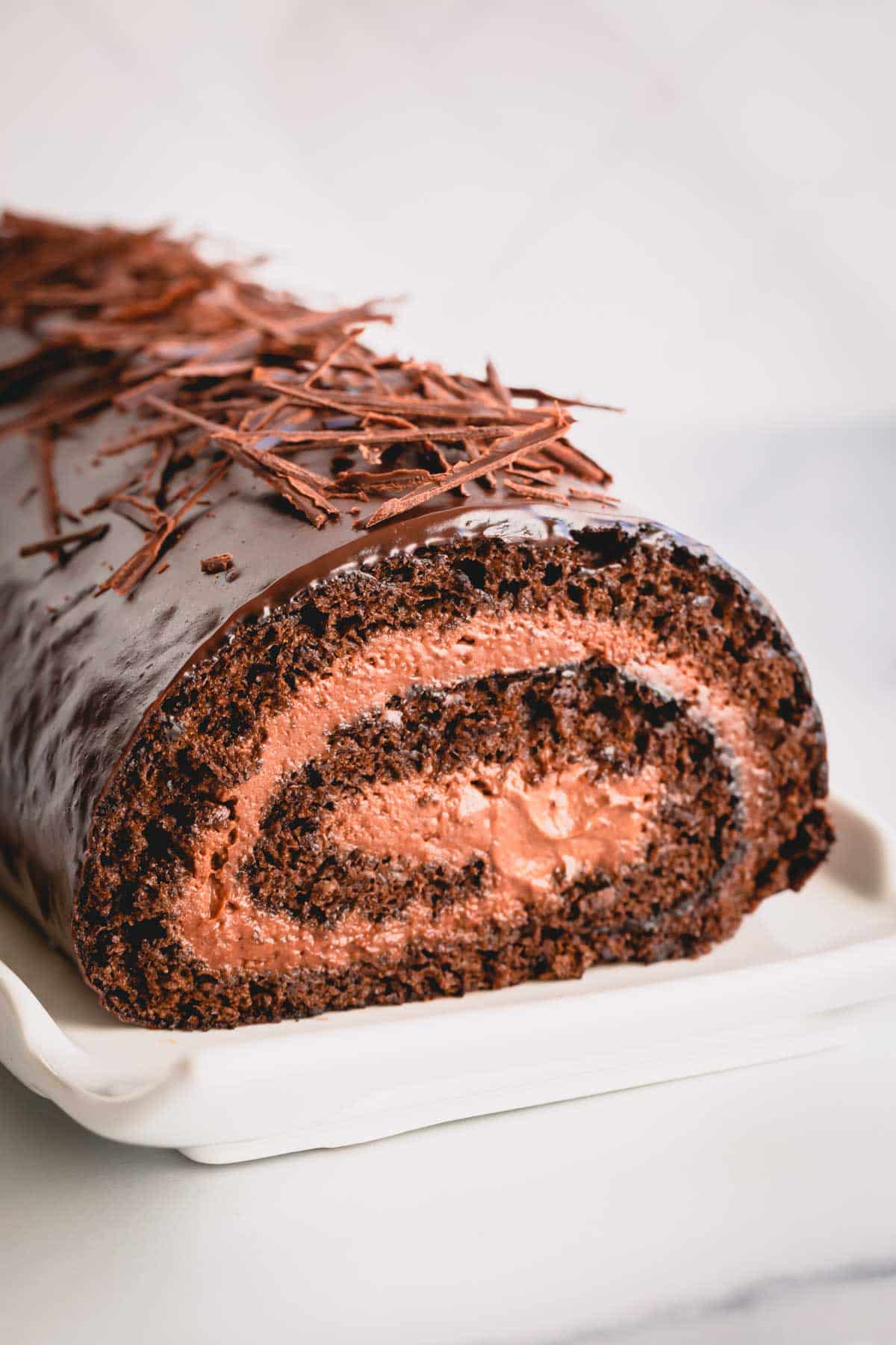Chocolate Swiss Roll with Cream Filling